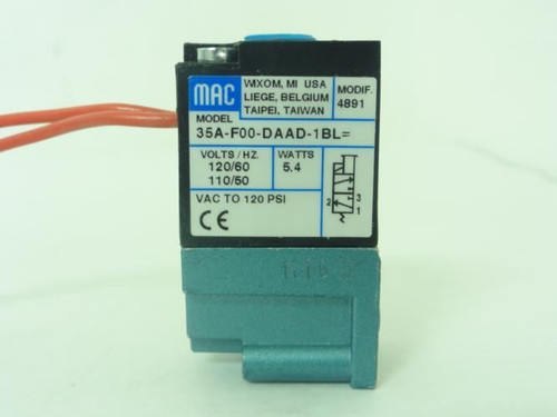 MAC 35A-F00-DAAD-1BL; Solenoid Valve; 120V; 5.4W; VAC TO 120PSI