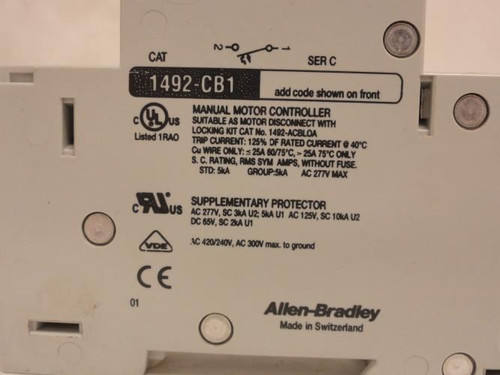 Allen-Bradley 1492-CB1G040; Manual Motor Controller 4A; 1/3Hp 1P