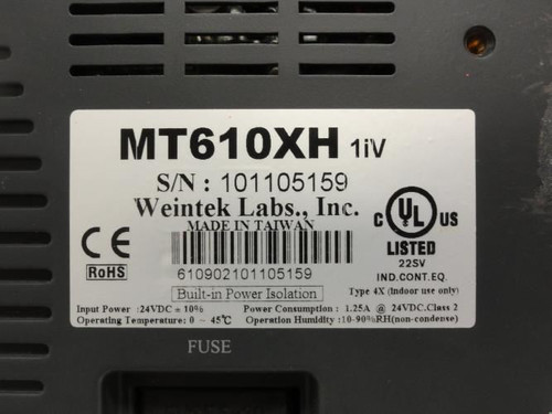 Weintek MT610XH-ASSY; Mounted Touch Screen; 10.4" Windows CE; 24Vdc