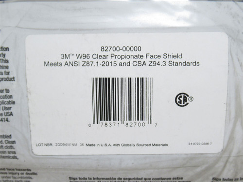 3M 82700-00000; Uncoated; Clear Faceshield Visor 14-1/2" Wide