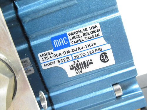 MAC 423A-00A-DM-DJAJ-1KJ; Air Valve Assembly; 20-120PSI; 110/120VAC