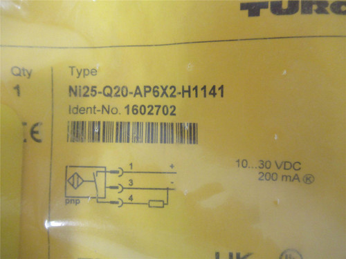 Turck Ni25-Q20-AP6X2-H1141; Inductive Sensor25mmRange10-30VDC