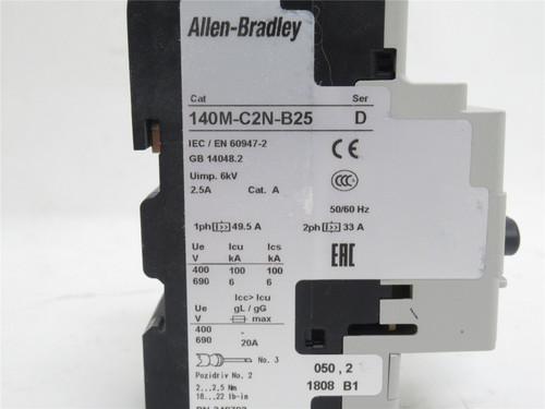 Allen-Bradley 140M-C2N-B25; Manual Starter 2.5A; 3P; 600VAC