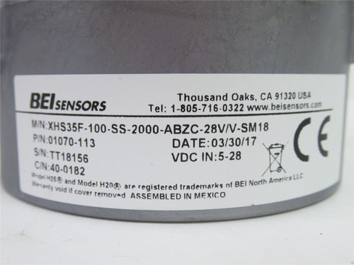 BEI Sensors 01070-113; Shaft Mounted Encoder; 5-28VDC; 1"ID
