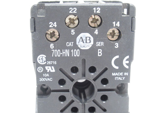 Allen-Bradley 700-HN100; Relay Socket; 10A; 300VAC; 8-Pin