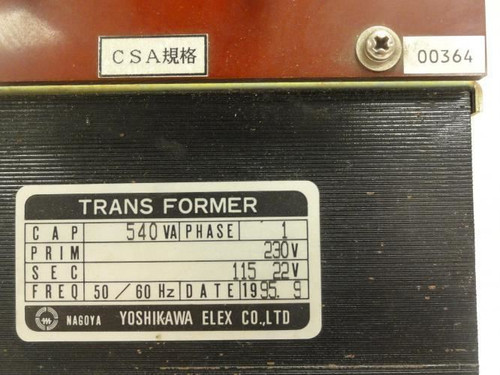 Yoshikawa CAS-00364; Transformer 540vA; 115/230VAC