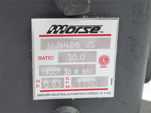 Morse MJ4496 ; Gearbox; 30:1; 0.63HP; 1750RPM; 56C