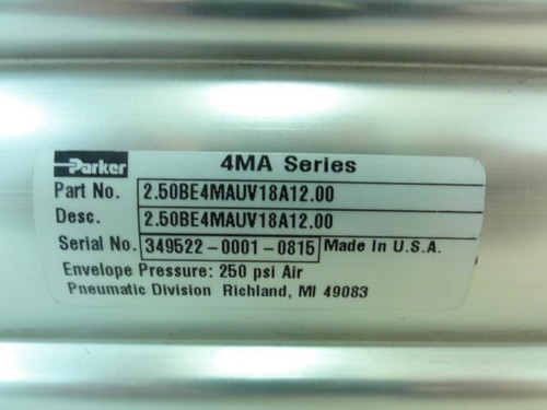Parker 2.50BE4MAUV18A12.00; Air Cylinder; 2.5"ID x 12"Stroke