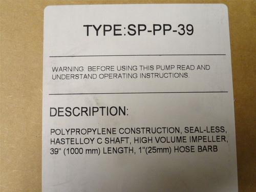 Standard Pump SP-PP-39; Centrifugal Drum Pump Tube 39" Long