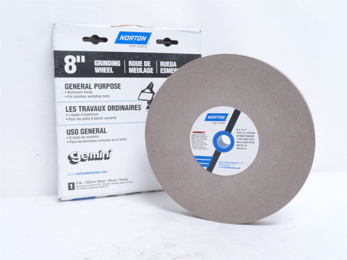 Norton 88280; Gemini Alundum Fine 100/120 Bench Wheel; 8"OD