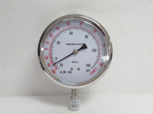 PIC Gauges 401DFW-404CF; Ammonia Gauge; 30-150PSI; 1/4"NPT