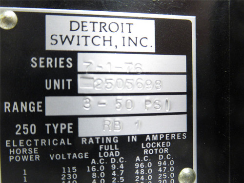 Detroit Switch 250-RB 1; Temperature Control Switch 250-5698