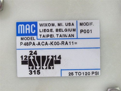 MAC P48PA-ACA-K00-RA11; Solenoid Valve; 30-120PSI