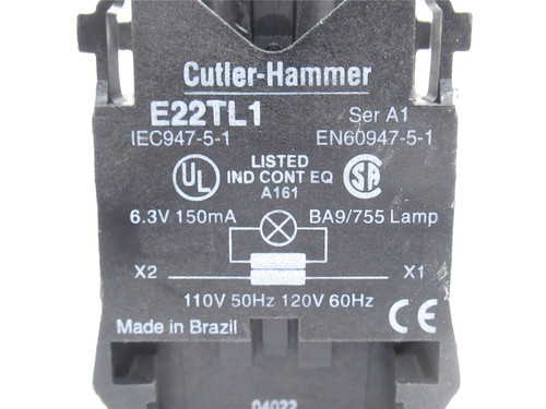 Cutler-Hammer E22TL1; Panel Mount Indicator Transformer; 6.3V