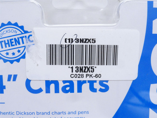 Dickson C028; Box-60; Recording Charts; 4"; 24h; 0 to 500PSI