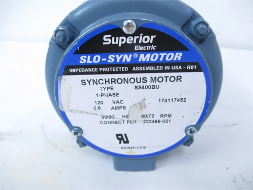 Superior Electric SS400BU; Slo-Syn Motor .6A 120VAC 60/72RPM