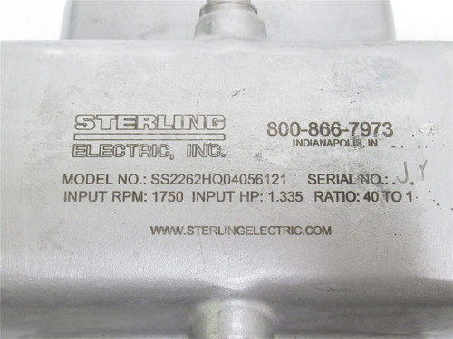 Sterling SS2262HQ04056121; Gear Reducer; SS; RA; 40:1 Ratio