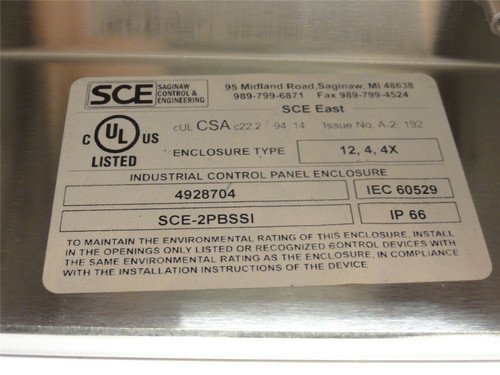 Saginaw  SCE-2PBSSI; Pushbutton Enclosure; SS; 6" x 4" x 3"