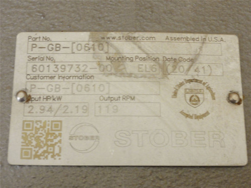 Stober K202WG0170MT10F; Gearbox; 17:1 Ratio; 1-3/16" Output ID