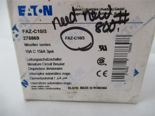 Eaton FAZ-C10/3; Circuit Breaker 10A 3P