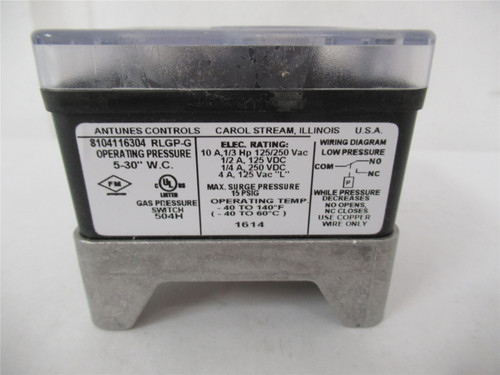 Antunes Controls 8104116304 RLGP-G; Low Pressure Gas Switch