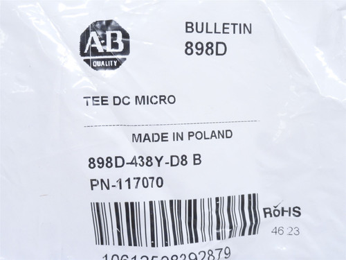 Allen-Bradley 898D-438Y-D8; Safety Wired T-Port; Dual-Channel