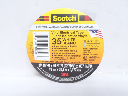 Scotch 10307; Lot-2; White Insulating Tape; 3/4" Wide x 66'