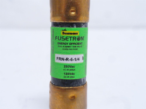 Bussmann FRN-R-6-1/4; Time Delay Fuse; 6-1/4A; 250VAC/125VDC