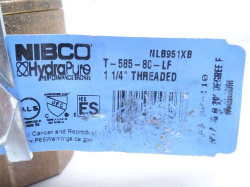 Nibco T-585-80-LF-1-1/4; Lead-Free Bronze Ball Valve; 1-1/4NPT
