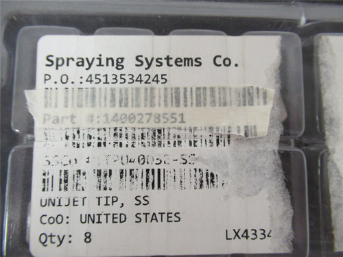 Spraying Systems 1400278551; Lot-8 Unijet Flat Tip