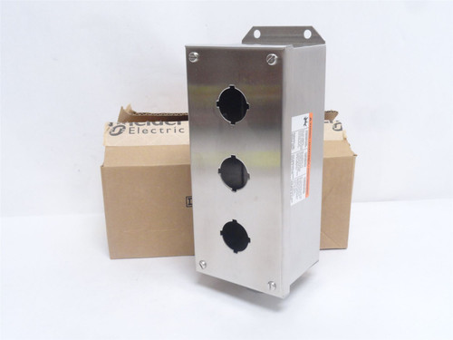 Square D 9001KYSS3; Control Enclosure; SS; 3-Hole; 30mmID