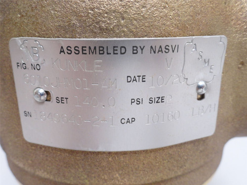 Kunkle 6010JHM01-AM; Safety Valve; 140PSI; 2NPT x 2-1/2NPT