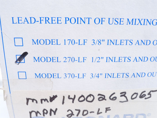 Leonard 270-LF; Thermostatic Mixing Valve 1/2NPT; 125PSI