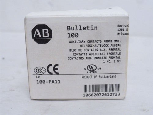 Allen-Bradley 100-FA11; Auxiliary Contact Block; 1-NO/1-NC