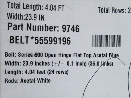 Intralox 9746; Series 800  Belt; 4ft L 23.9"W