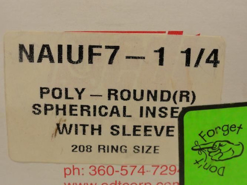 EDT NAIUF7-1 1/4; Spherical Insert W/ Locking Sleeve; 1-1/4" ID