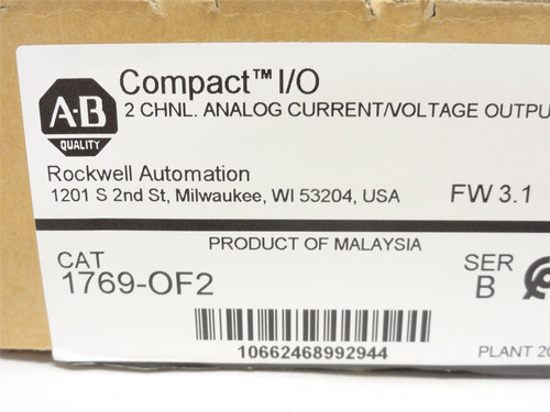 Allen-Bradley 1769-OF2; Analog Output Module; 2-Channel; 5VDC