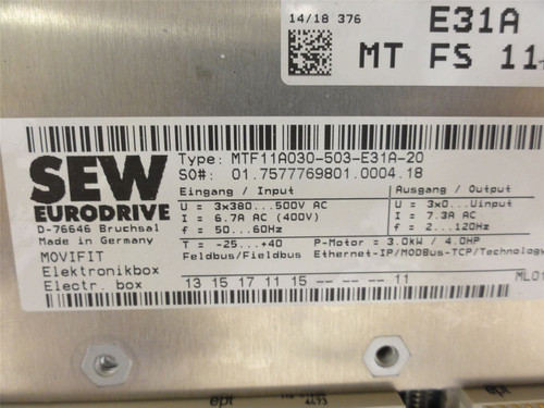 SEW MTF11A030-503-E31A-20; AC Drive; 3X380-500VAC
