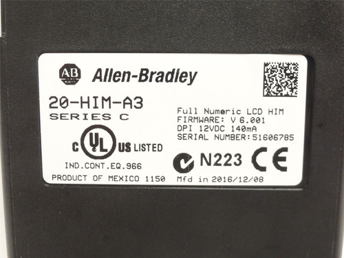 Allen-Bradley 20-HIM-A3; Powerflex LCD Display; DPI; 12VDC; 140mA