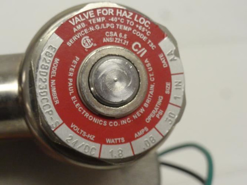 Peter Paul E8280230CCP-S; Gas Valve; 1NPT; 30Psi; 24DC