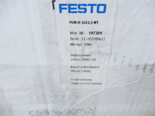 Festo 197381/PUNH16X25NT; Pneumatic Plastic Tubing 16mmOD 40'