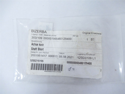Bizerba 65480129400; Shaft Pink F/Brk