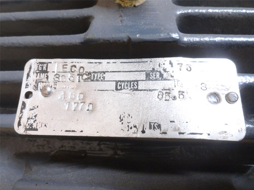 Teco MDL-UNKN-246033; AC Motor 60HP 480V 1770RPM 85.5A 3PH 365TC