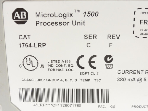 Allen-Bradley 1764-LRP; Processor Unit; 5VDC; 14KB Memory