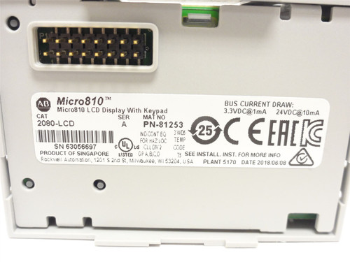 Allen-Bradley 2080-LCD; 2080-LCD Micro810 LCD Display w/Keypad