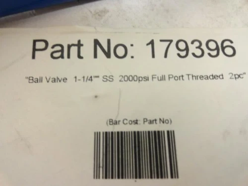 Industry-STD 1CKK9; Full Port Ball Valve; 1-1/4NPT; 2000WOG