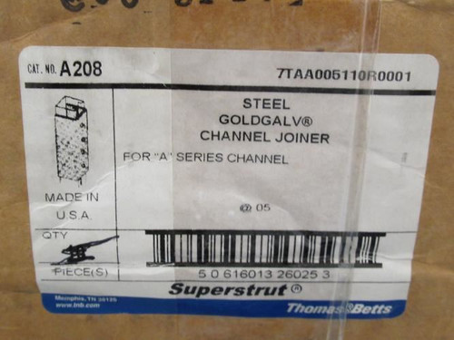Thomas Betts A-208; Galvanized Steel Channel Joiner; Series: A