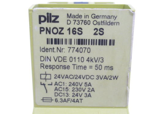 Pilz PNOZ-16S-2S; Safety Relay 774070; 5A; 110VAC; 24VDC