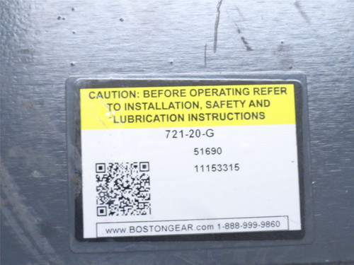 Boston Gear 721-20-G; Gear Speed Reducer; 20:1 Ratio; RA