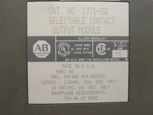 Allen-Bradley 1771-OW; Output Module 125VDC/138VAC
